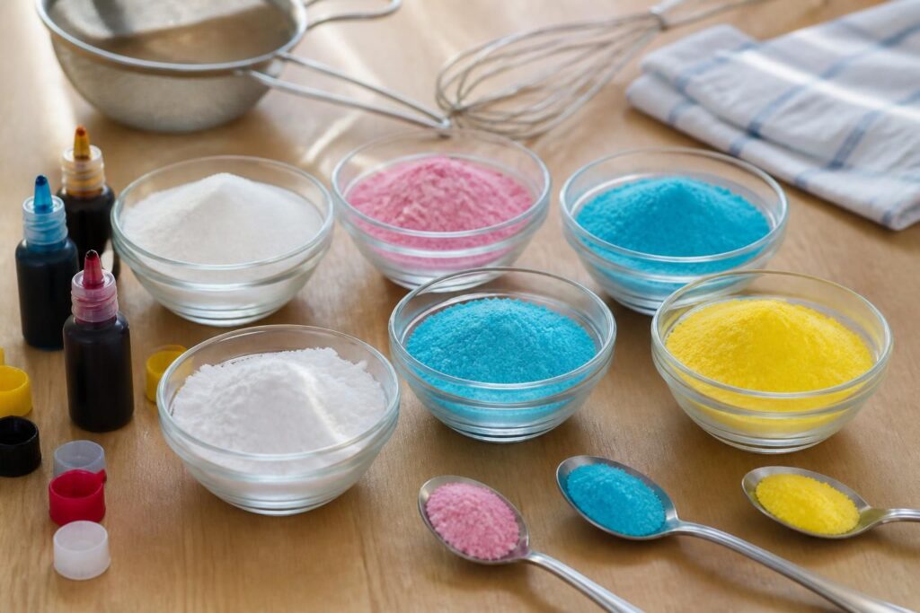 découvrez comment colorer facilement du sucre glace et du sucre en poudre avec des colorants alimentaires pour vos desserts et décorations sucrées.
