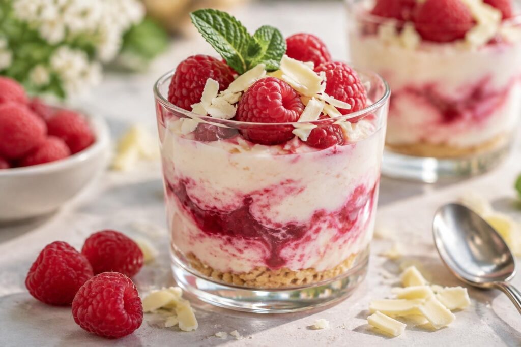 découvrez une mousse au chocolat blanc et à la framboise, légère et fruitée : une recette gourmande pour un dessert frais et facile à préparer.