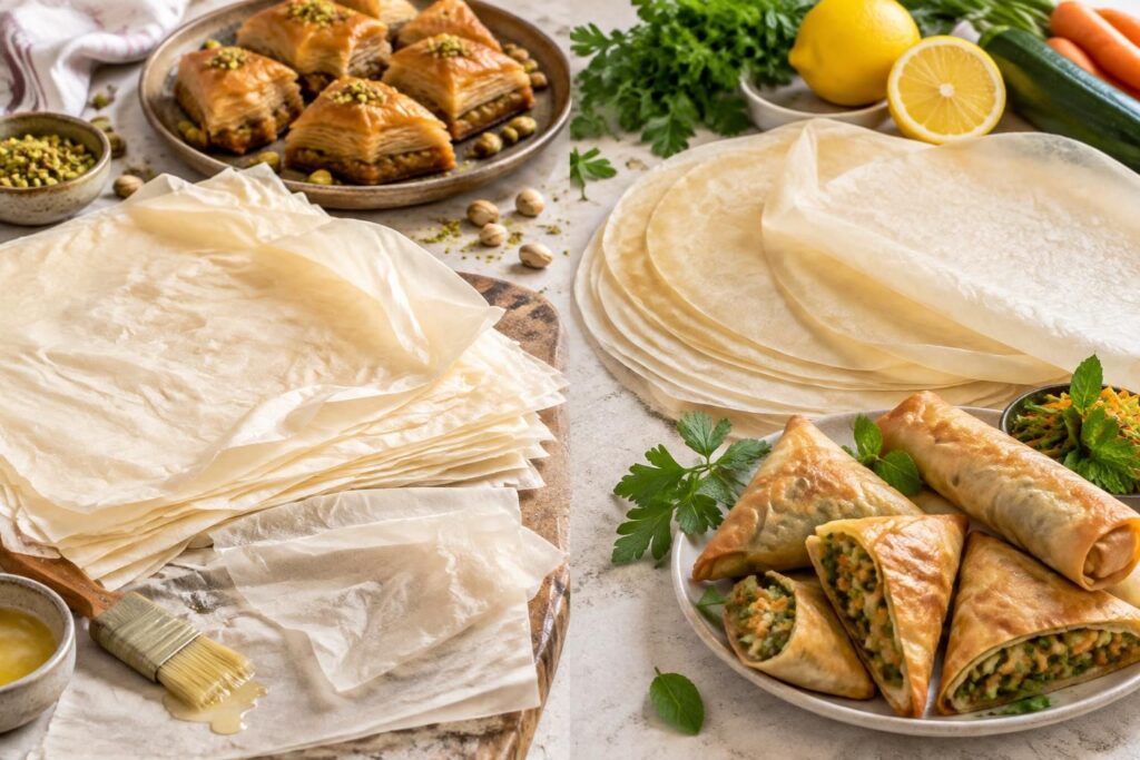 Pâte filo ou feuille de brick : différences et utilisations en cuisine