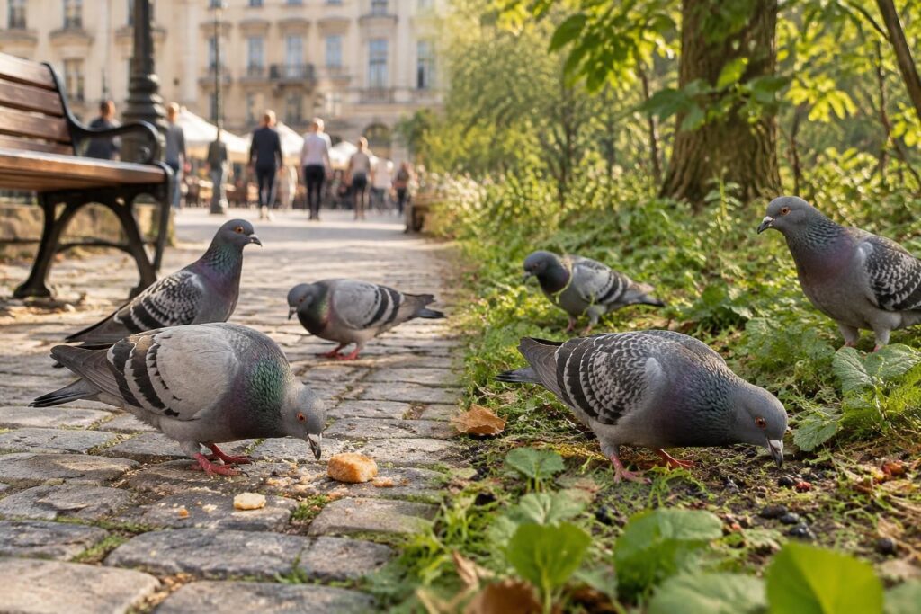 Que mangent les pigeons : alimentation en ville et dans la nature