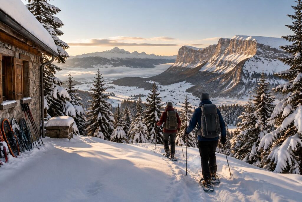 découvrez nos itinéraires de randonnée en raquettes dans le vercors sur 2 à 3 jours, avec conseils pratiques et locations de matériel.