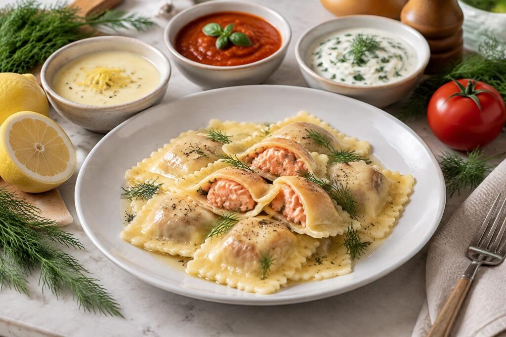 découvrez des sauces citronnées, à la tomate ou à la crème fraîche pour sublimer vos ravioles au saumon et varier les plaisirs.
