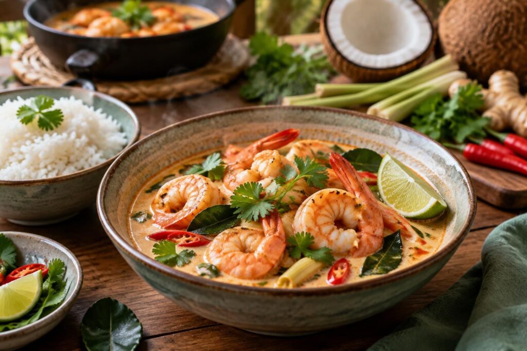 découvrez une recette de crevettes thaïes au lait de coco, parfumée et facile à préparer, avec des conseils pour réussir ce plat exotique.