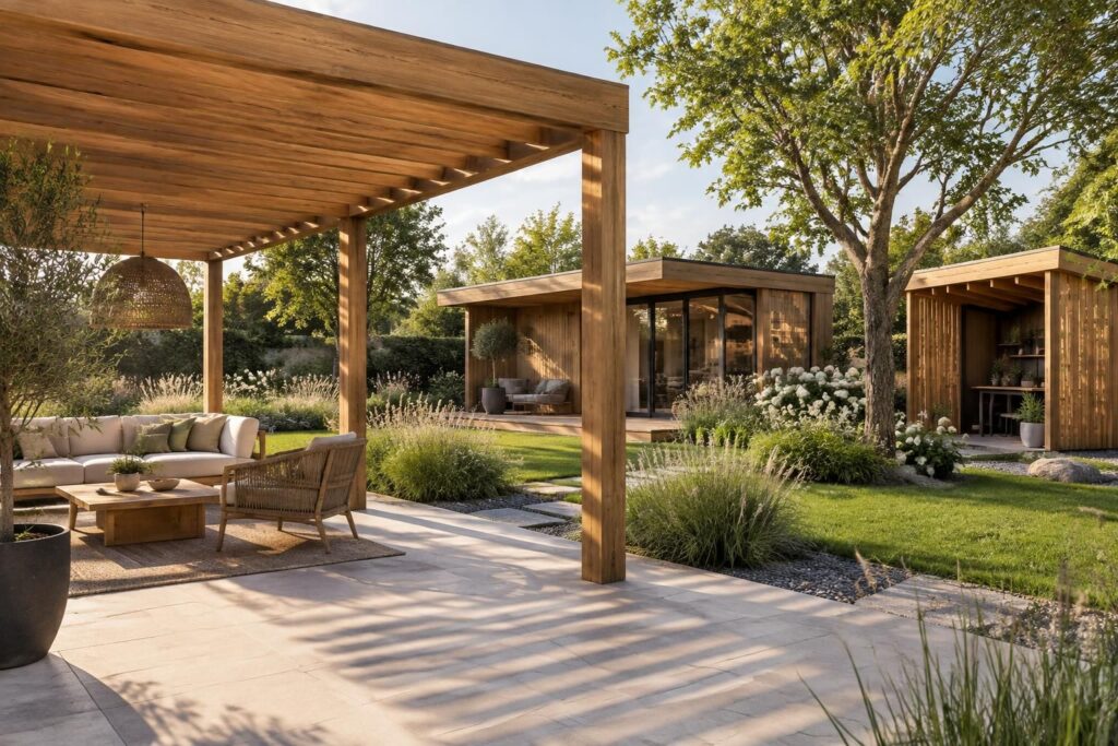 découvrez des idées de toiture en bois pour aménager un abri de jardin, couvrir une pergola ou habiller une toiture plate avec style.